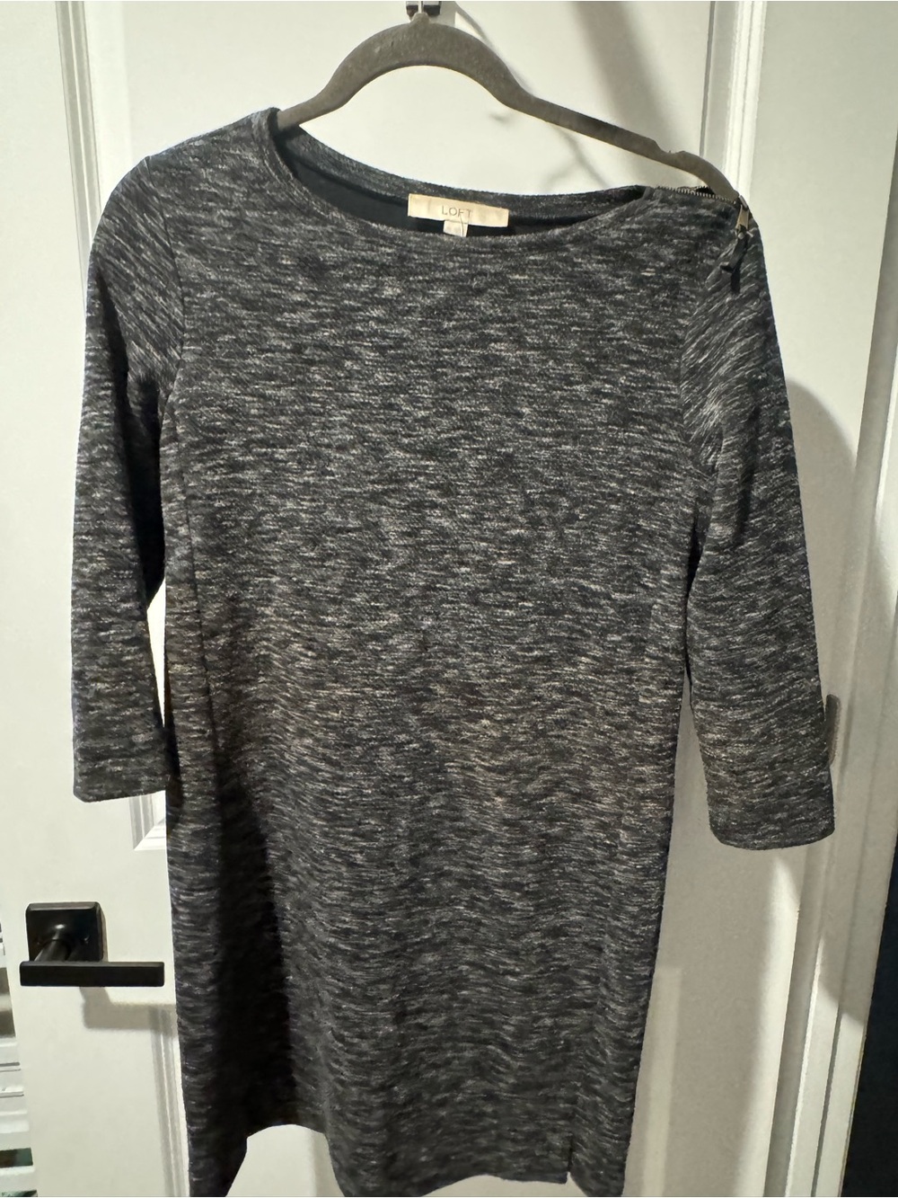 LOFT Charcoal Heathered Midi Dress